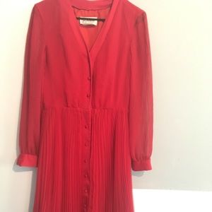 Vintage red pleated concertina midi dress